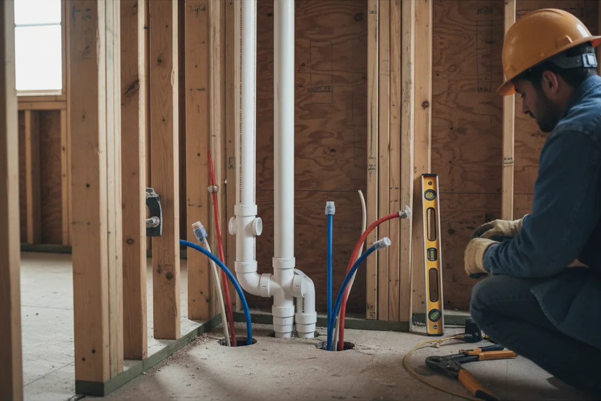 Drain and supply rough-in during Sump Pump Repair in Bailey Island